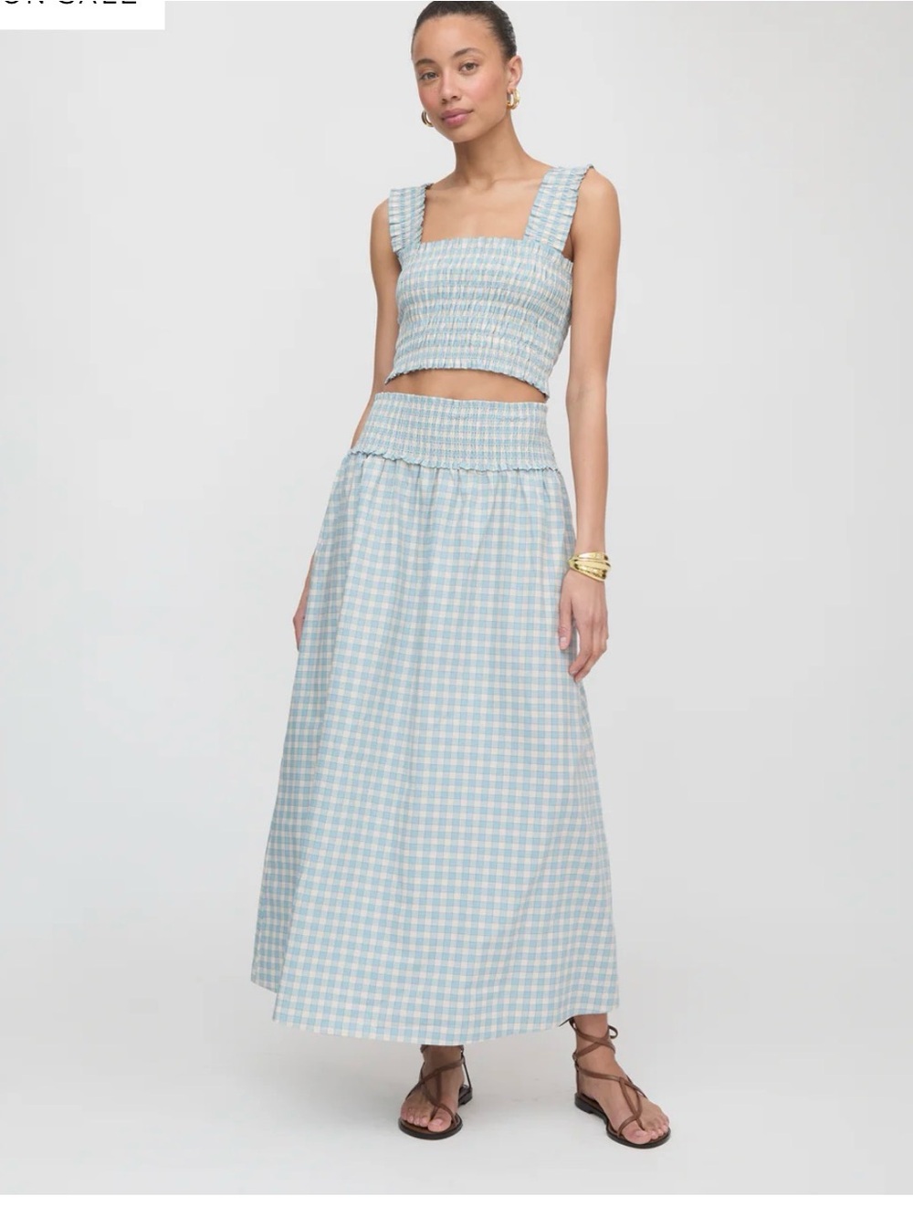 Hill House Blue Gingham Maxi Skirt - Smocked Waist with matching crop top